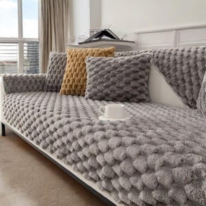 Sofa Cover - Cushion in Soft Velvet – Anti-Slip, Pet-Friendly Cushion Mat for Winter Comfort | Universal Fit & Stylish Touch for Your Living