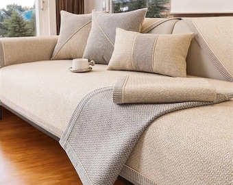 Non-Slip Cotton Sofa Cover – Breathable, Universal Fit, All-Season Protection, Modern Design, Soft Air Cushion, Washable, Living Room Decor