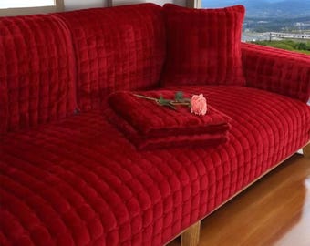 Thickened Velvet Flannel Sofa Cover | Non-Slip Plush Cushion & Backrest Protector for a Cozy and Stylish Living Room