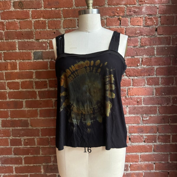 Feather light breezy Hand reverse dyed Lightweight organic bamboo jersey slouchy tank-  free size