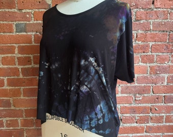 Feather light  Hand reverse dyed Lightweight organic bamboo jersey slouchy top-  free size