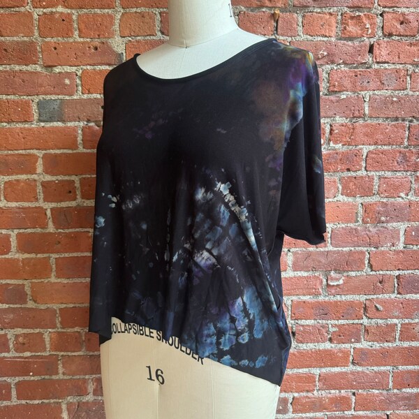 Feather light  Hand reverse dyed Lightweight organic bamboo jersey slouchy top-  free size