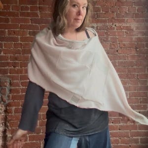 Upcycled 100% Cashmere powder pink and gray  Poncho – Convertible Wrap, cashmere shawl