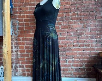 Feather light reverse dyed Lightweight organic bamboo jersey maxi tank dress