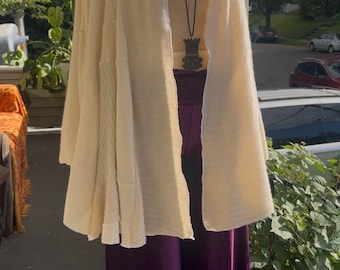 100% Cashmere feather light  Shawl Wrap – Upcycled ivory Patchwork Cashmere Kimono – Open Draped Cardigan