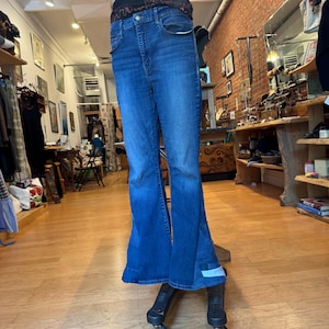upcycled boho vintage style reworked  Levi’s  jeans- embellished , altered groovy boho jeans- size 33- hippie
