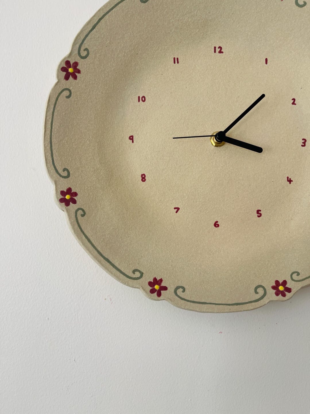 Ceramic Clock With Hand Painted Flowers - Etsy