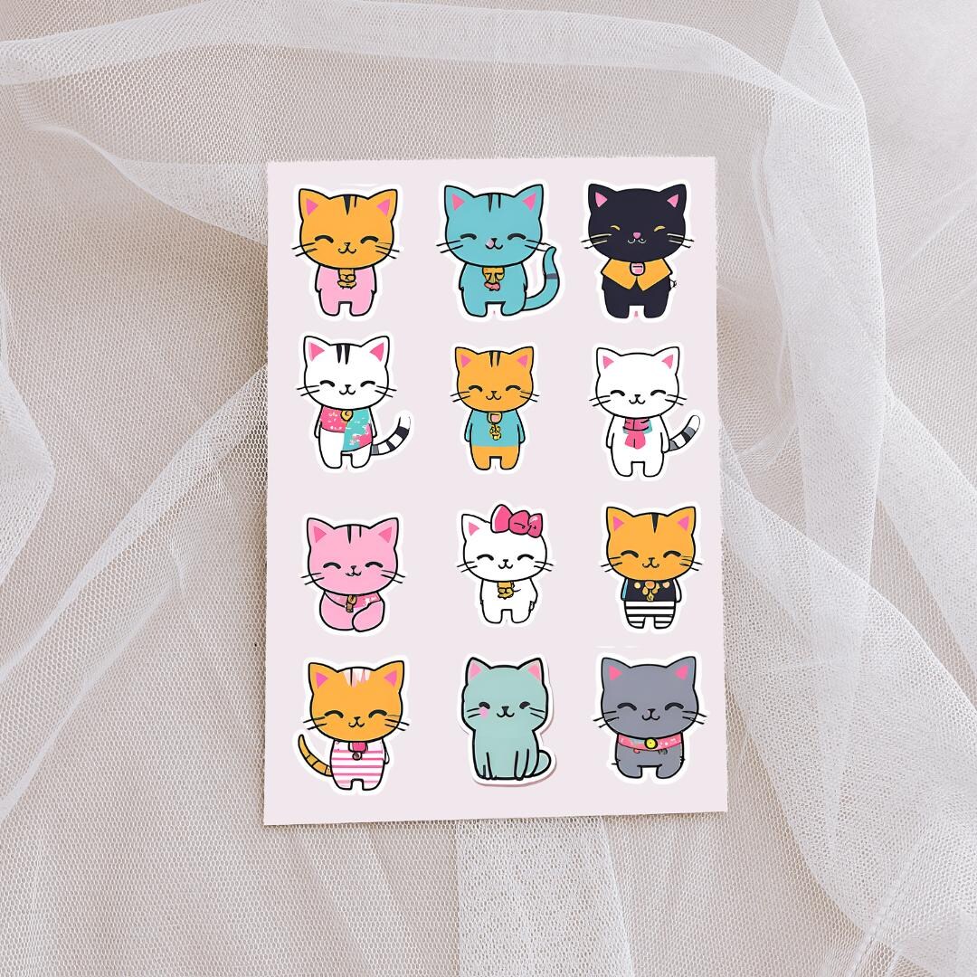 Cute Chibi Cat Digital Stickers – Kawaii Cartoon Cats PNG Bundle - Etsy