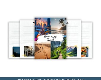 Diario de viaje imprimible: Cuaderno rayado para amantes de la aventura (Descarga PDF, 14 páginas)