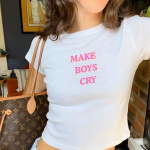 Make Boys Cry Baby tee, Y2K Slogan Tee, Trendy Y2k Tee, Make Boys Cry Tee