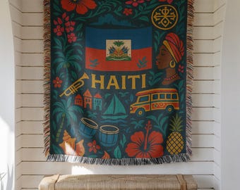 Haiti Woven Blanket – Caribbean Heritage Home Decor Gift