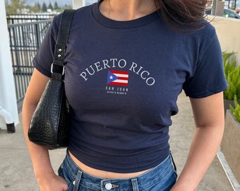 Camiseta puertorriqueña para bebé, camiseta Y2K de Puerto Rico, Puerto Rico, camiseta corta de Puerto Rico, camiseta vintage de los años 2000 y 90, camisa puertorriqueña