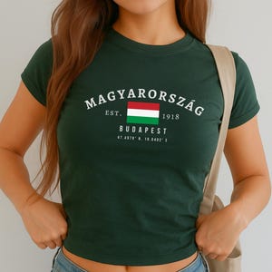 Hungary Baby Tee, Magyarország Y2K Crop Top, Vintage Budapest Flag Shirt, Eastern European Aesthetic Tee, Hungarian Pride T-Shirt for Women
