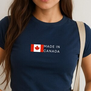 Made in Canada Baby Tee, Y2K Crop Top, Vintage Flag Shirt,  Aesthetic Tee, Canada Pride