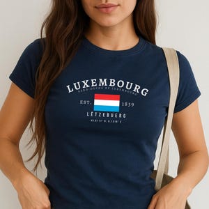 Luxembourg Baby Tee, Lëtzebuerg Y2K Crop Top, Vintage Flag Shirt, Luxembourg City Aesthetic Tee, European Pride T-Shirt for Women