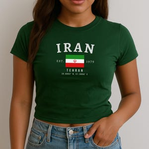 Iran baby-T-shirt, Īrān Y2K crop top, vintage shirt met vlag Teheran, Persian Aesthetic T-shirt, Iraans Pride-T-shirt voor vrouwen