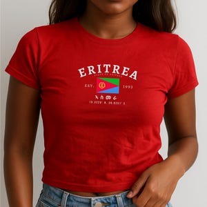 Eritrea Baby Tee, Ertra Y2K Crop Top, Vintage Asmara Flag Shirt, East African Aesthetic Tee, Eritrean Pride T-Shirt for Women