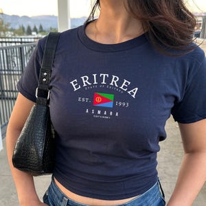 Eritrea Baby Tee, Eritrea Y2K T-Shirt, Eritrea Crop Tee, Vintage 2000s 90&#39;s Baby Tee, Eritrea Shirt, Africa Baby Tee, Eritrea Flag