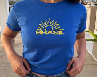Brasil Baby Tee, Brasil Y2K T-Shirt, Brasil, Brasil Crop Tee,  Vintage 2000s 90's Baby Tee, Brasil Shirt