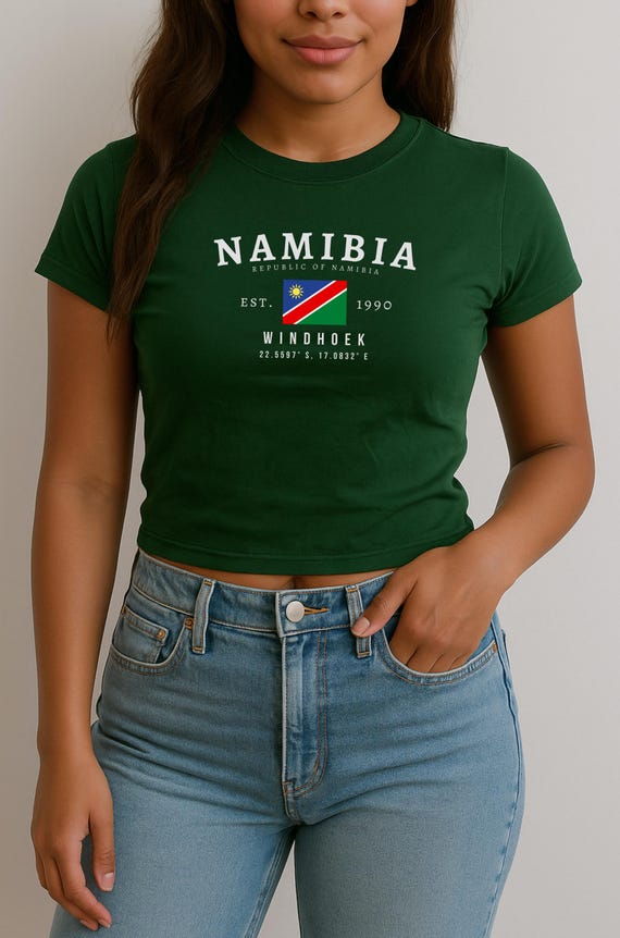 Namibia Baby Tee, Y2K Crop Top With Flag, Vintage Windhoek Shirt