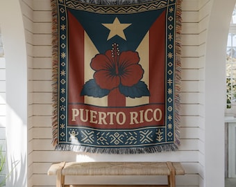 Manta tejida de Puerto Rico – Regalo de decoración para el hogar con herencia caribeña