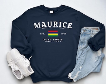 Mauritius Crewneck Sweatshirt – Maurice Flag Pullover, Maurice Pride Apparel