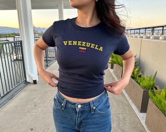 Venezuela Women's Baby Tee, Venezuela Y2K T-Shirt, Venezuelan, Venezuela Crop Tee,  Vintage 2000s 90's Baby Tee, Venezuela Shirt