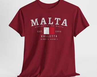 Malta Y2K Unisex T-Shirt, Maltese Flag Tee, Valletta Graphic Shirt, Maltese Pride Gift Tee, Mediterranean Heritage, Oversized Fit