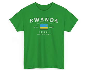 Rwanda Y2K Unisex T-Shirt, Rwandan Flag Tee, Kigali Graphic Shirt, Rwanda Pride Gift Tee, African Heritage, Oversized Fit