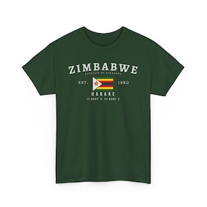Zimbabwe Y2K Unisex T-Shirt, Zimbabwean Flag Tee, Harare Graphic Shirt, Zimbabwe Pride Gift Tee, Southern African Heritage, Oversized Fit