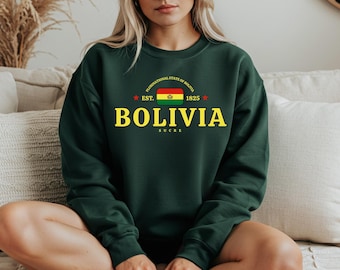 Bolivia Crewneck Sweatshirt – Bolivia Flag Pullover, Bolivian Pride Apparel