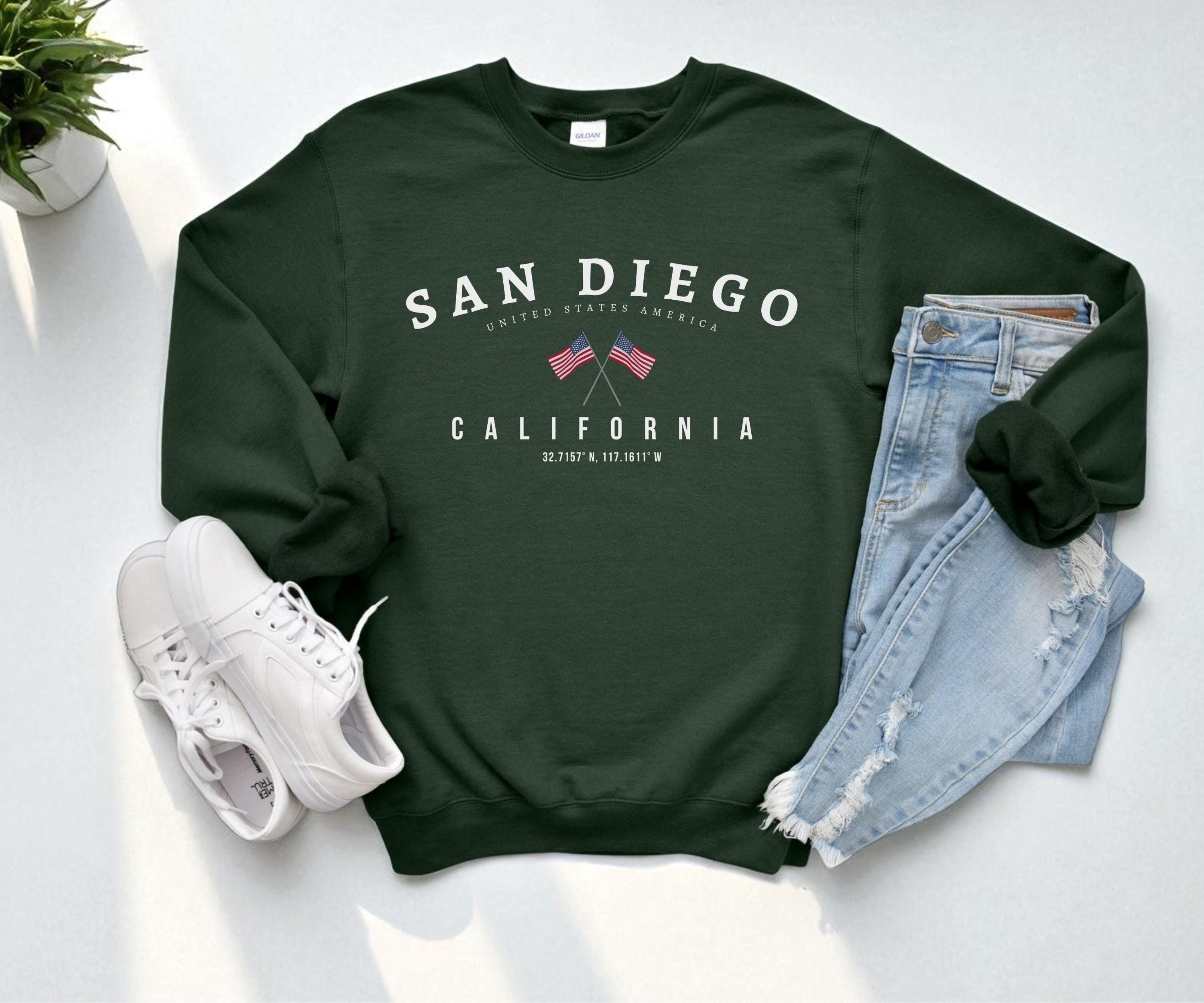 Sudadera de San Diego, sudadera de cuello redondo de California