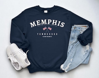 Felpa Memphis, girocollo Tennessee, pullover accogliente USA, idea regalo Memphis, maglietta Southern City, abbigliamento State Pride, souvenir