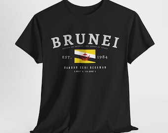 Brunei Unisex T-Shirt, Brunei Darussalam Flag Tee, Vintage Bandar Seri Begawan Shirt, Southeast Asian Streetwear, Bruneian Pride Tee