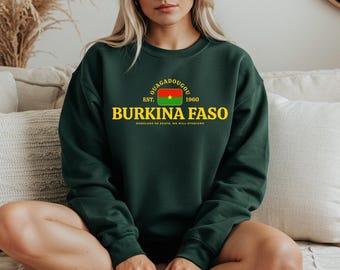 Burkina Faso Crewneck Sweatshirt – Faso Flag Pullover, Burkinabé Pride Apparel