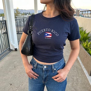 Puerto Rico Women&#39;s Baby Tee, Puerto Rico Y2K T-Shirt, Puerto Rico, Puerto Rico Crop Tee,  Vintage 2000s 90&#39;s Baby Tee, Puerto Rico Shirt