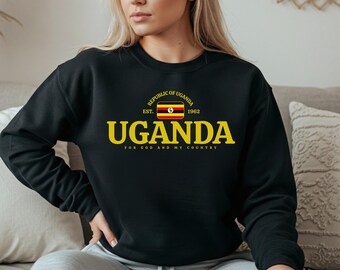Uganda Crewneck Sweatshirt – Kampala Flag Pullover, Ugandan Pride Apparel
