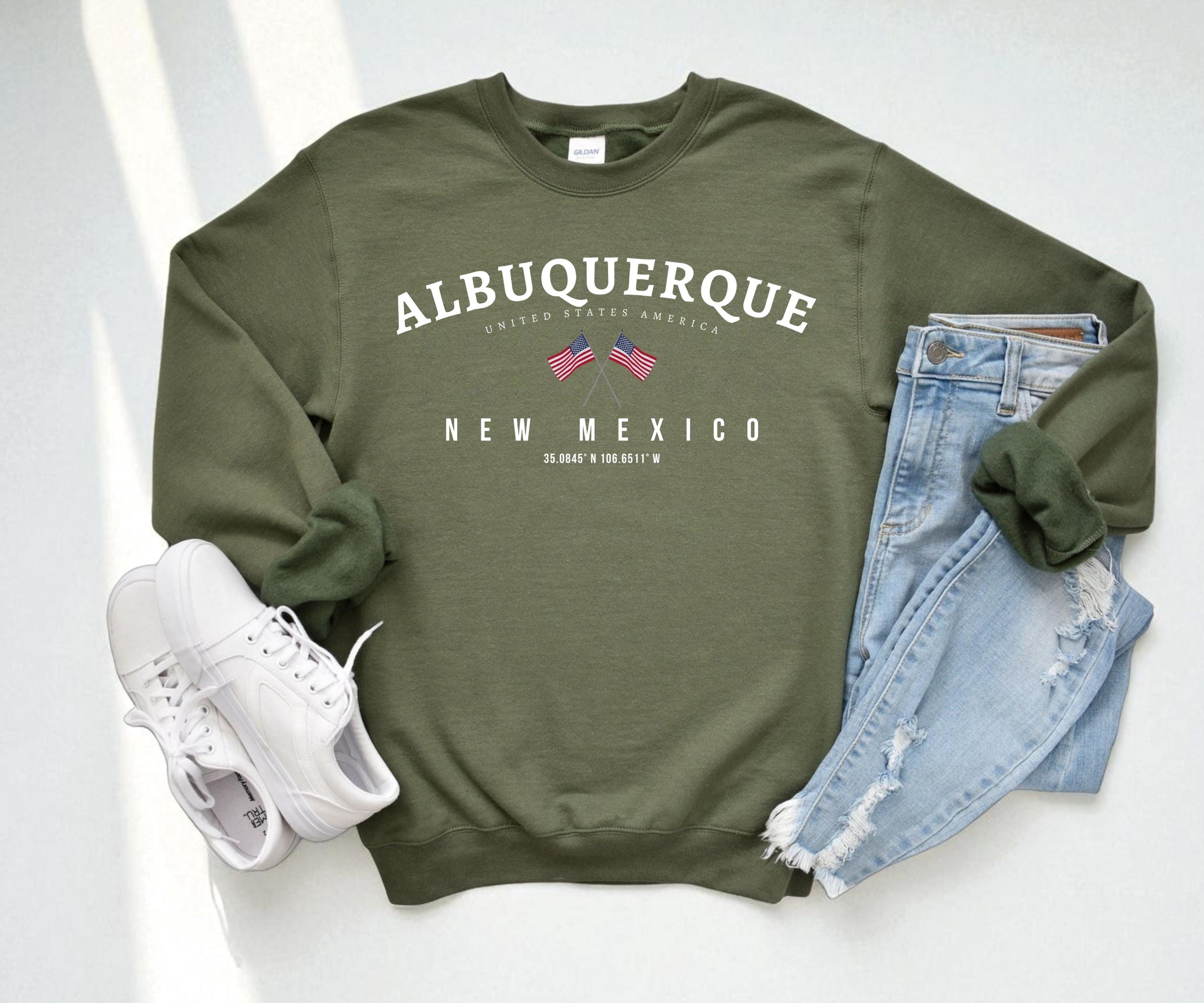 Albuquerque Sweatshirt, New Mexico Crewneck, Cozy USA Pullover 