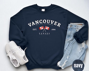 Vancouver Sweatshirt, Canada Pullover, Canada Flag Crewneck