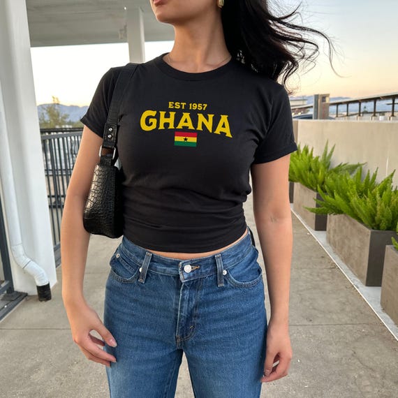 Ghana Baby Tee, Ghana Y2K T-Shirt, Ghana Crop Tee, Vintage 2000s 90's Baby Tee, Ghana Shirt, Africa Baby Tee, Ghana Flag Baby Tee