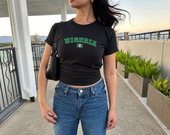 Nigeria Women's Baby Tee, Nigeria Y2K T-Shirt, Nigeria, Nigeria Crop Tee, Vintage 2000s 90's Baby Tee, Nigeria Shirt, Nigeria Tank Top