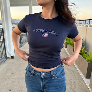Puerto Rico Women&#39;s Baby Tee, Puerto Rico Y2K T-Shirt, Puerto Rico, Puerto Rico Crop Tee,  Vintage 2000s 90&#39;s Baby Tee, Puerto Rico Shirt