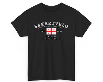 T-shirt unisex Georgia, maglietta con bandiera საქართველო, maglietta grafica vintage Tbilisi, maglietta streetwear del Caucaso, maglietta oversize dell'orgoglio georgiano