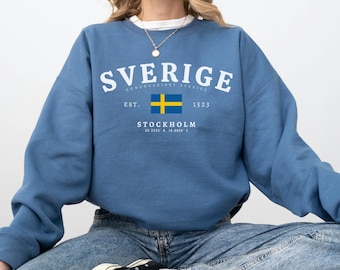 Sudadera con cuello redondo de Suecia – Jersey con bandera de Sverige, ropa del orgullo de Sverige