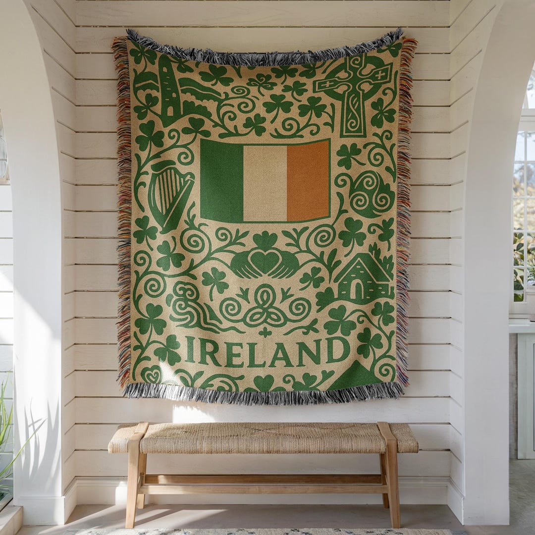 DonegalDesign ブランケット　ヴィンテージ　アイルランド　手織り Ireland Woven Blanket – Irish Heritage Home Decor Gift - Etsy