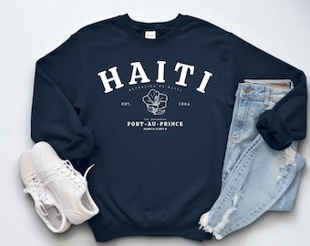Haiti Crewneck Sweatshirt – Ayiti Flag Pullover, Haitian Pride Apparel