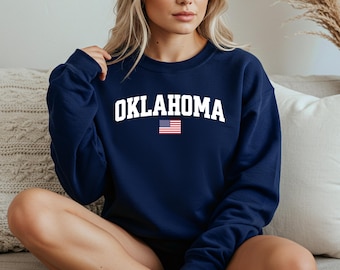 Sudadera de Oklahoma, jersey de cuello redondo de Oklahoma, jersey acogedor, idea de regalo de Oklahoma, camiseta de Oklahoma, ropa de orgullo estatal, recuerdo de viaje