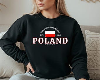 Polen Rundhals-Sweatshirt - Polska Flagge Pullover, Polish Pride Kleidung