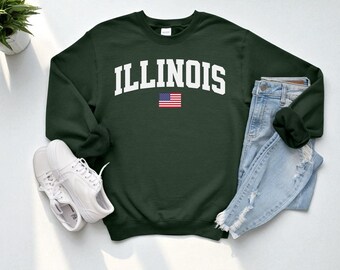 Illinois Sweatshirt, Illinois Crewneck, Cozy Pullover, Illinois Gift Idea, Illinois T Shirt, State Pride Apparel, Travel Souvenir