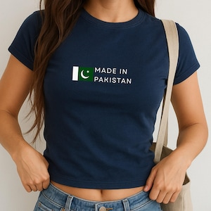 Made in Pakistan Baby Tee, پاکستان Pākistān Y2K Crop Top, Vintage Karachi Flag Shirt, South Asian Aesthetic Tee, Pakistani Pride